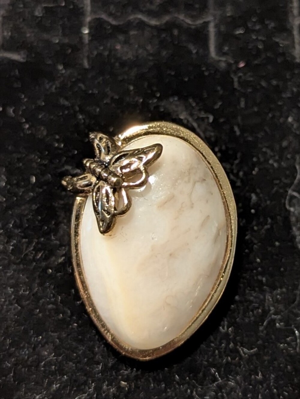 Barse Thailand Oval Genuine Stone W/ Butterfly Ring, Vintage New, Size 7-7.5